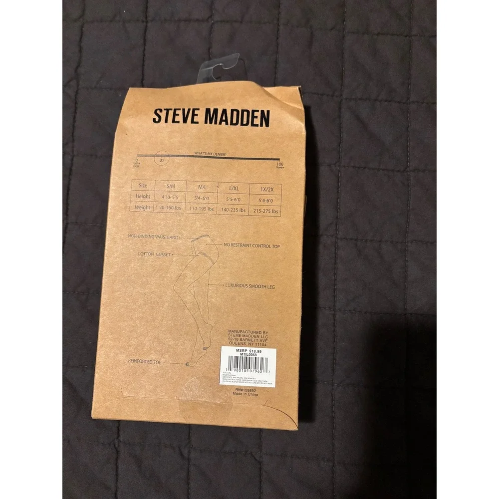 Steve‎ Madden 2 Pack Sheer Tights Black Extra Large Control Top